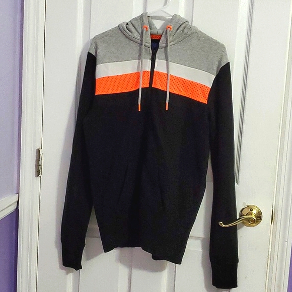 NWOT Aeropostale Retro 90s Black Colorblock Cozy Zip Up Sweater Hoodie M